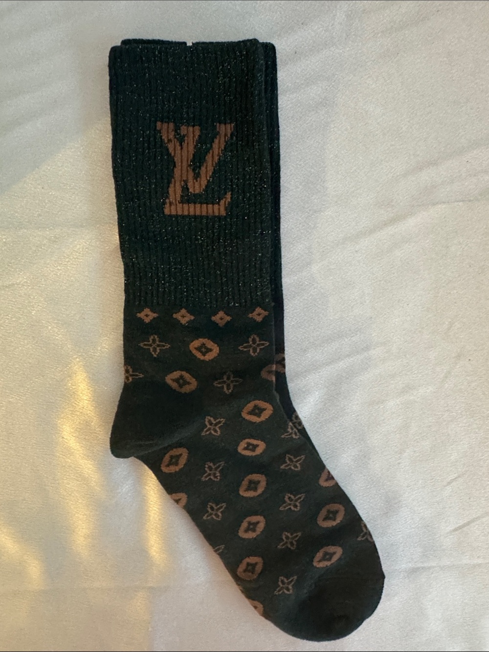 New! Louis Vuitton Luxury Monogram Crew Socks - Black & Brown